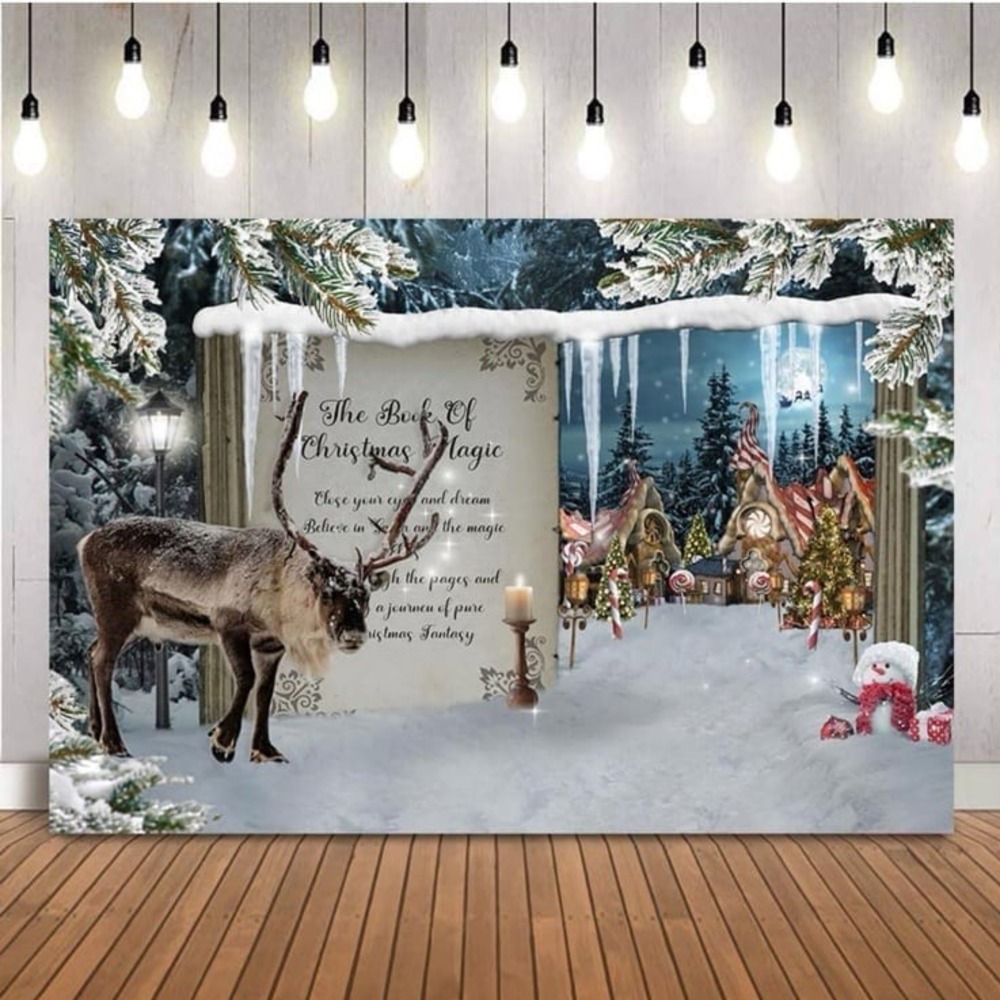New Book of Christmas Magic Backdrop Photography North Pole‎ Photo Booth 7x5FT
